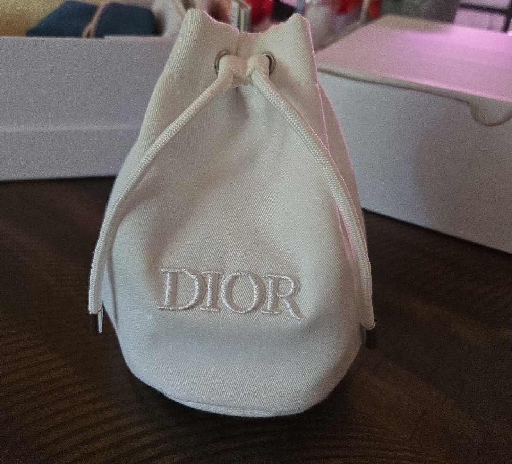 Dior White Drawstring Bag